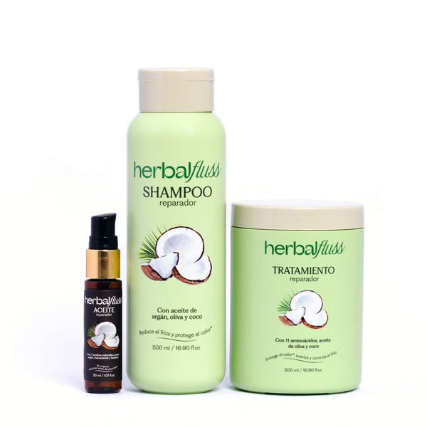Combo nutrición y protección solar (Shampoo 500,Tratamiento 500 y aceite 30 ml)